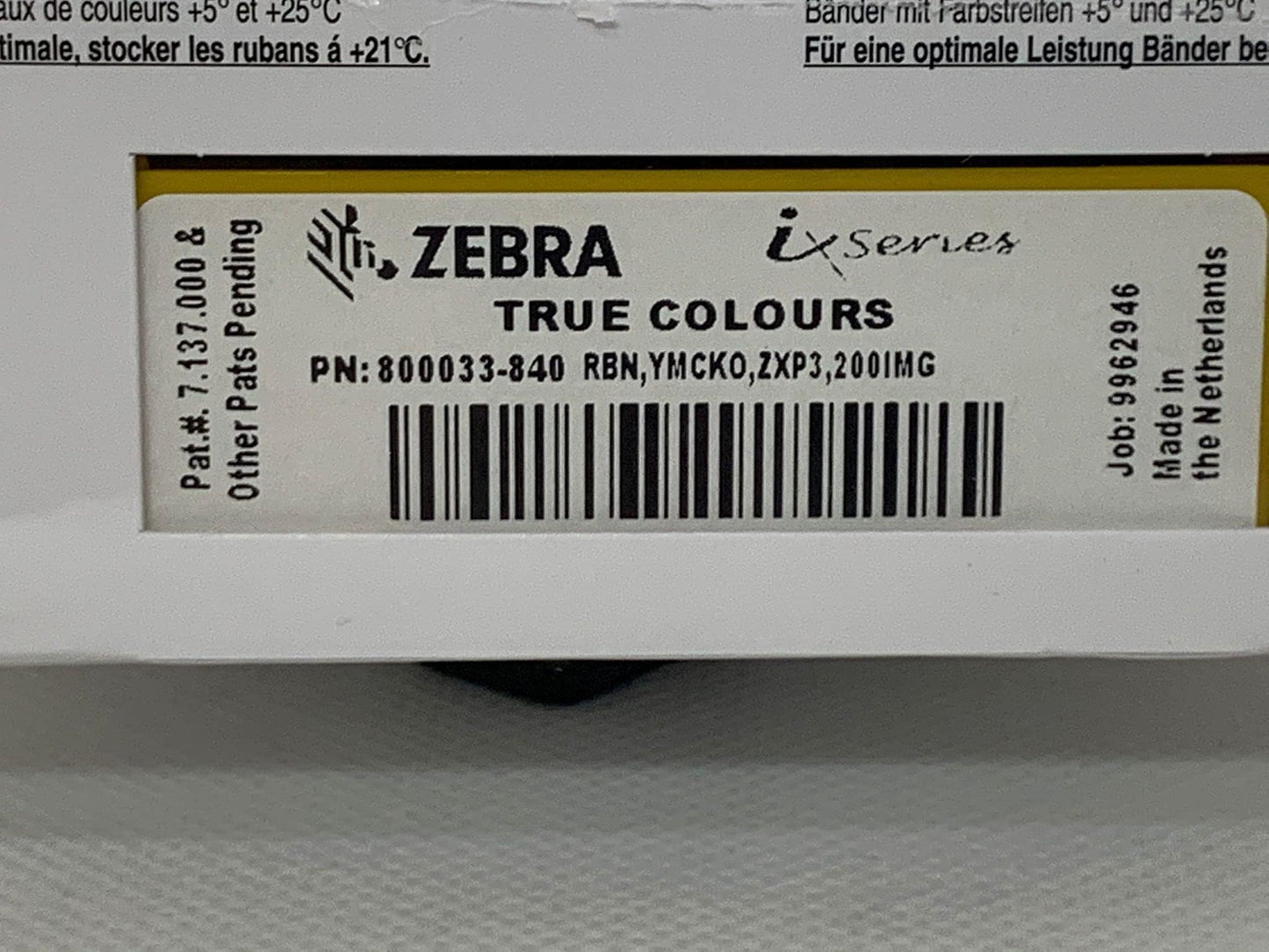 ZEBRA Technologies 800033-840 IX Series Color Ribbon for ZXP3 Card Printer