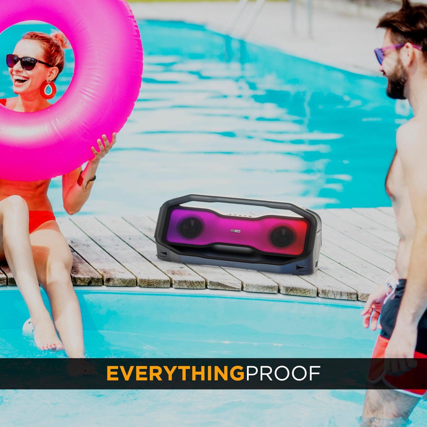 Altec Lansing Rockbox 2.0 Portable Bluetooth Wireless Speakers with Led Lights, IP67 Waterproof and Durable for Outdoor, 20 Hours Battery with App