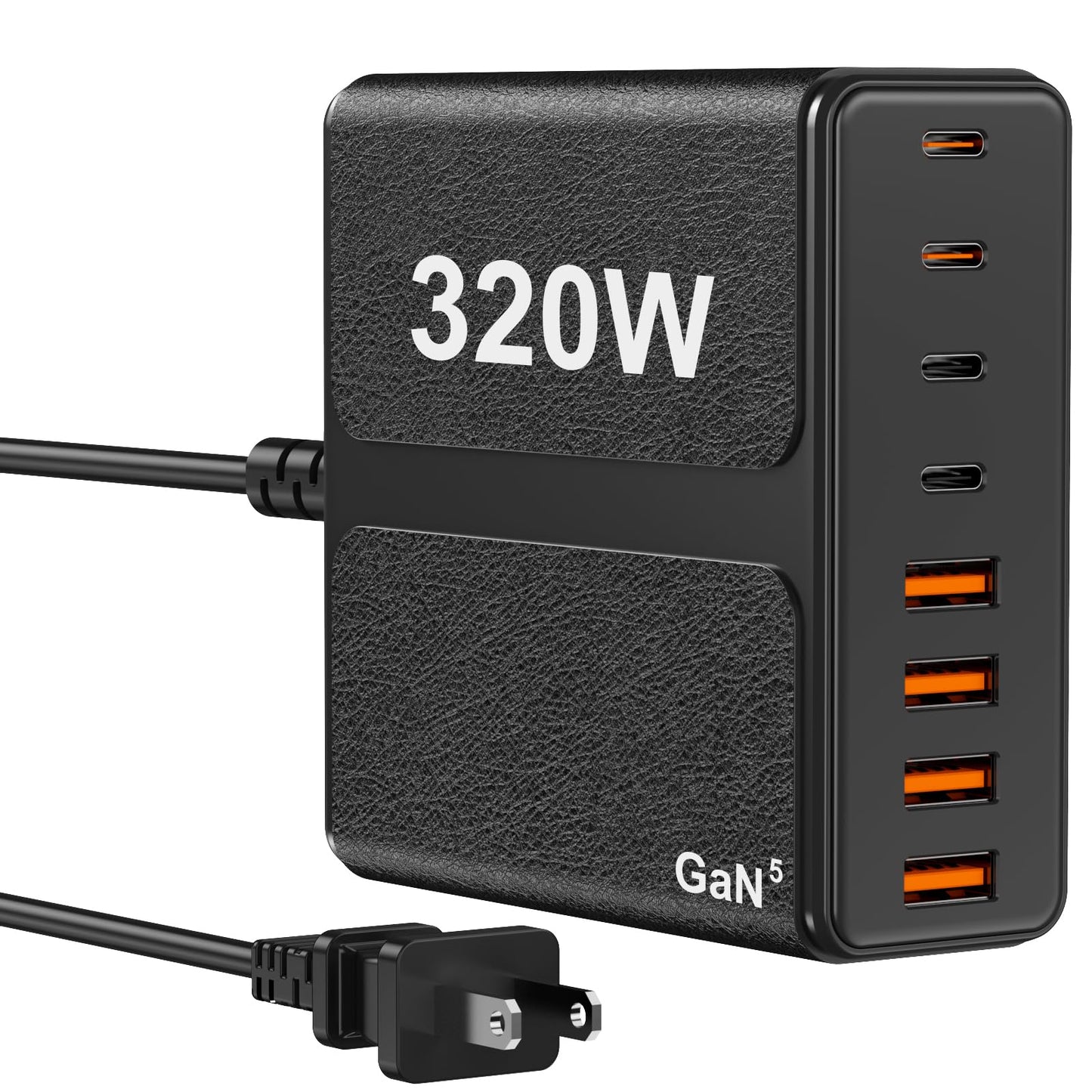 320W USB C Charger Block, 8-Port USB C Charging Station PD 65W PC Laptop Fast Charger Adapter for MacBookPro/Air,DELL,iPad,Portable Charging Station