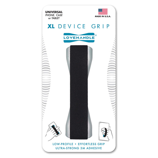 LOVEHANDLE Tablet/XL Grip for Most Tablets and Large Smartphones - Black Elastic Strap Finger Grip with Grey Base (LHT-01-Grey)