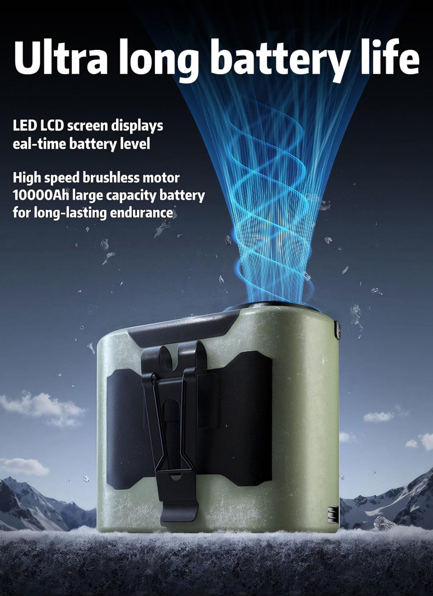 IXI MEGA Portable waist hanging portable air conditioning fan - designed for outdoor workers cooling artifact,10000 mah 40 hours long battery life