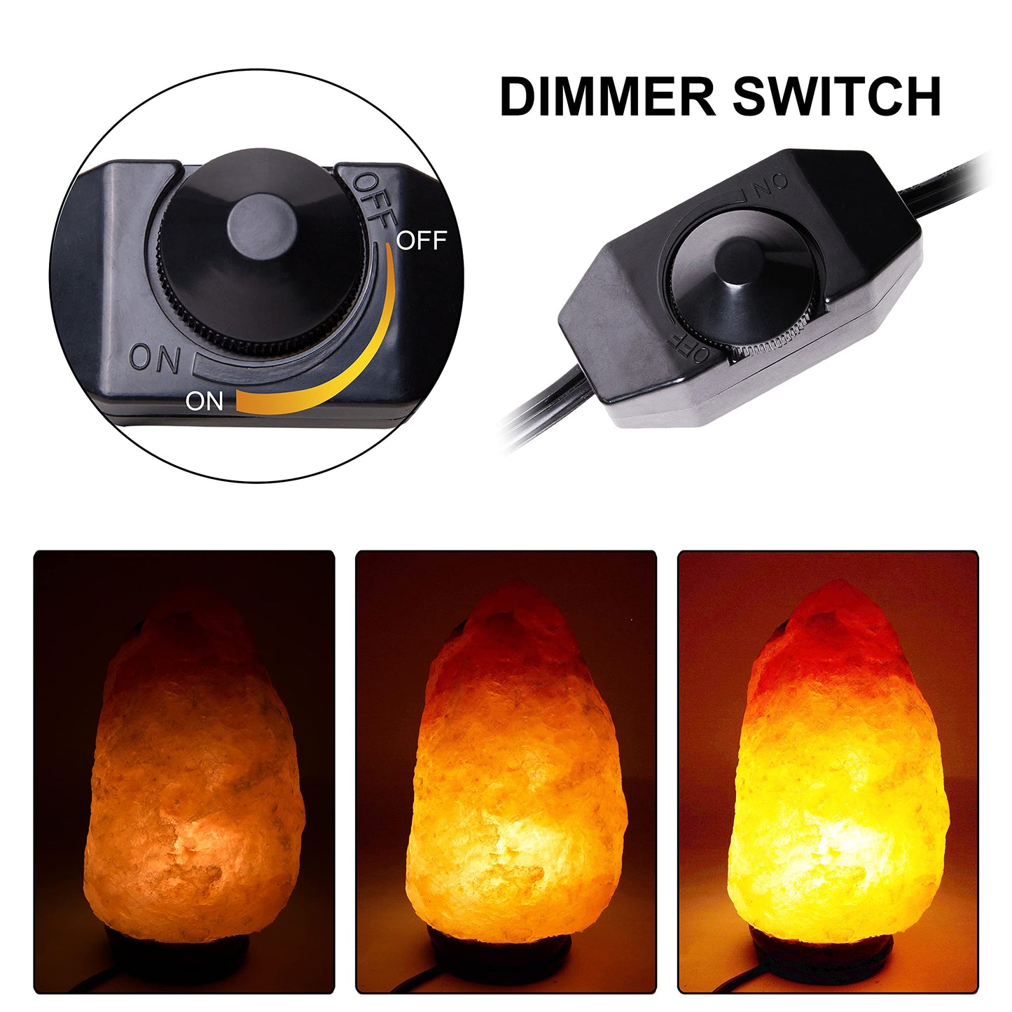 Venforze Himalayan Salt Lamp Cord (5 Feet Cord with Metal Clip) with Dimmer Switch, Original Replacement Cord and 6 Packs E12 Halogen Salt Lamp Bulbs