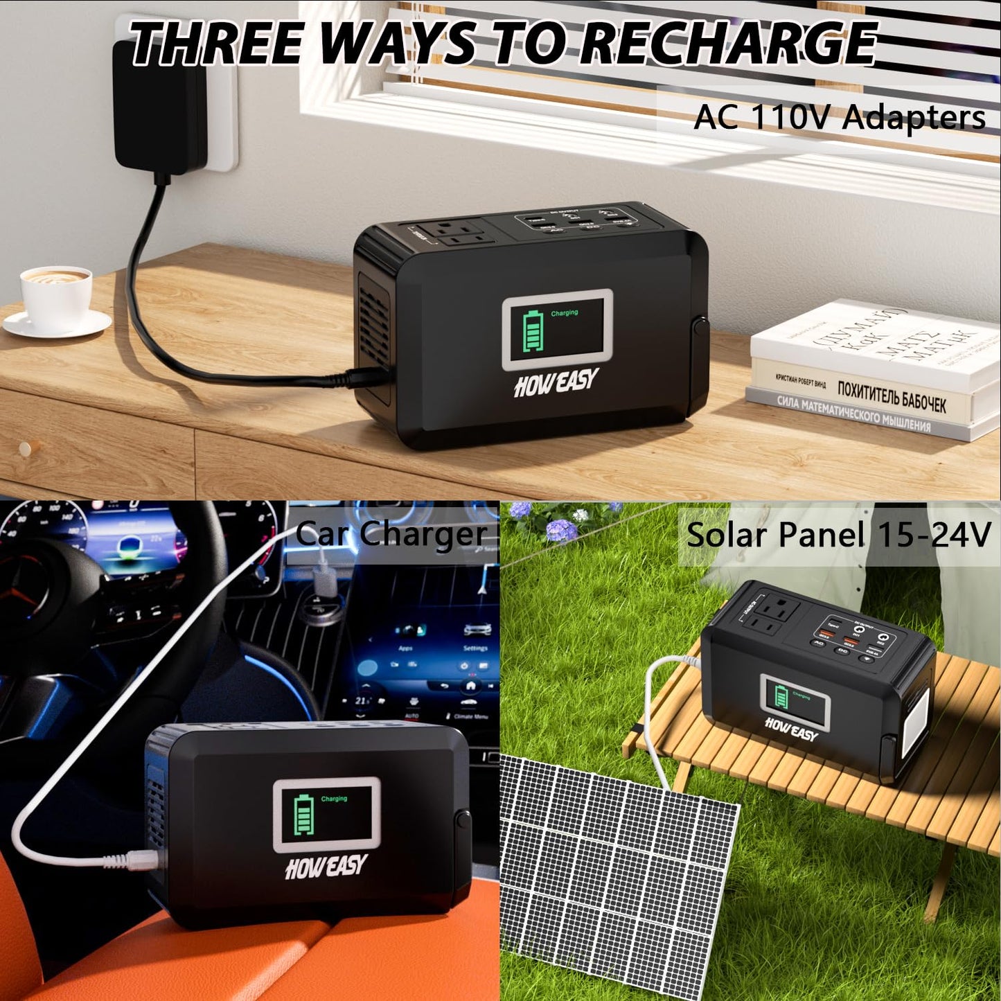 HOWEASY Portable Power Bank, 24000mAh Portable Laptop Charger with 2 110V/120W AC Outlet?Portable Battery Pack & Power Bank for Notebooks, MacBook