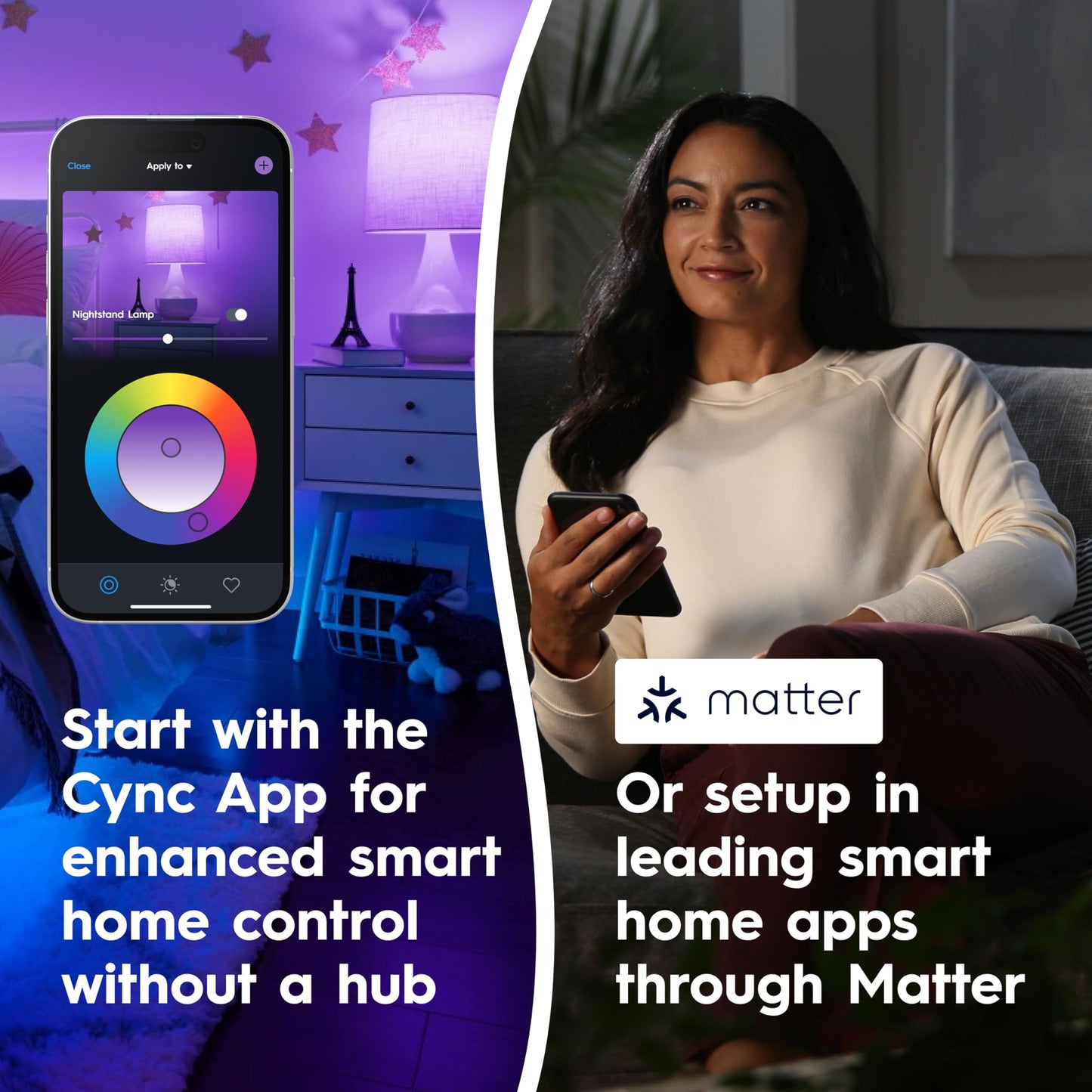 Cync GE Direct Connect A21 Smart LED Light Bulbs, 2 Pack