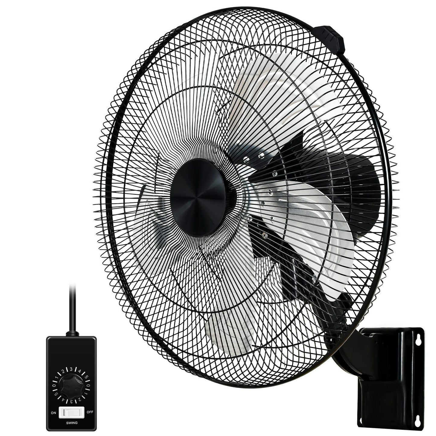 Simple Deluxe 18-Inch Metal Wall Mount Fan, Max 4200 CFM Corner & Outdoor Patio Fan, 5-Speed High Velocity Airflow, 90° Oscillation, Adjustable Tilt