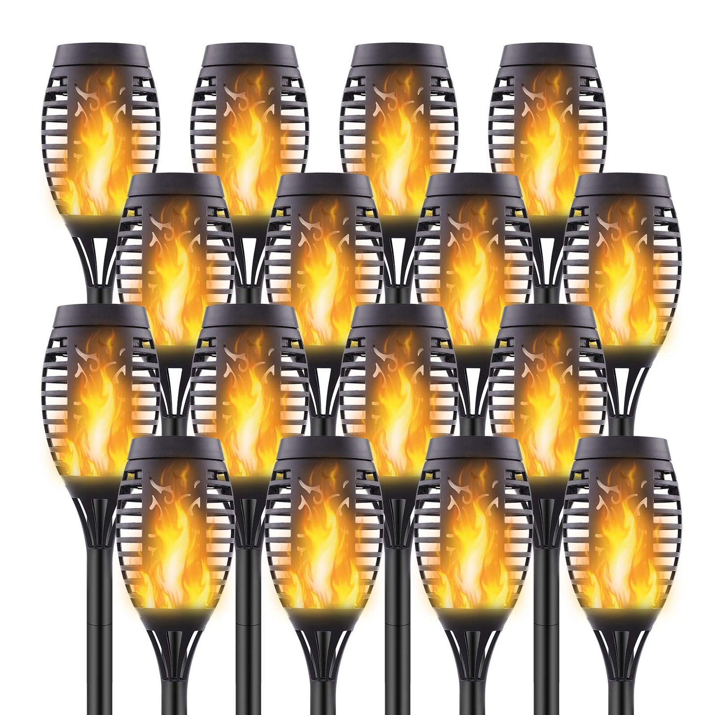 Permande 16 Pack Upgraded Solar Lights Outdoor, Mini Solar Torch Lights with Flickering Flames, Waterproof Landscape Decoration Dancing Flame Lights