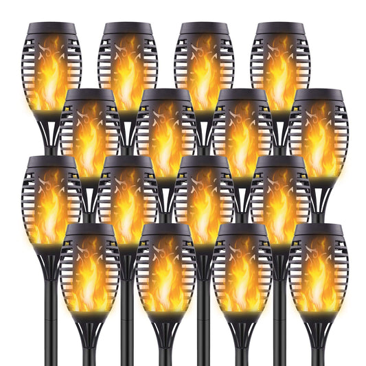 Permande 16 Pack Upgraded Solar Lights Outdoor, Mini Solar Torch Lights with Flickering Flames, Waterproof Landscape Decoration Dancing Flame Lights