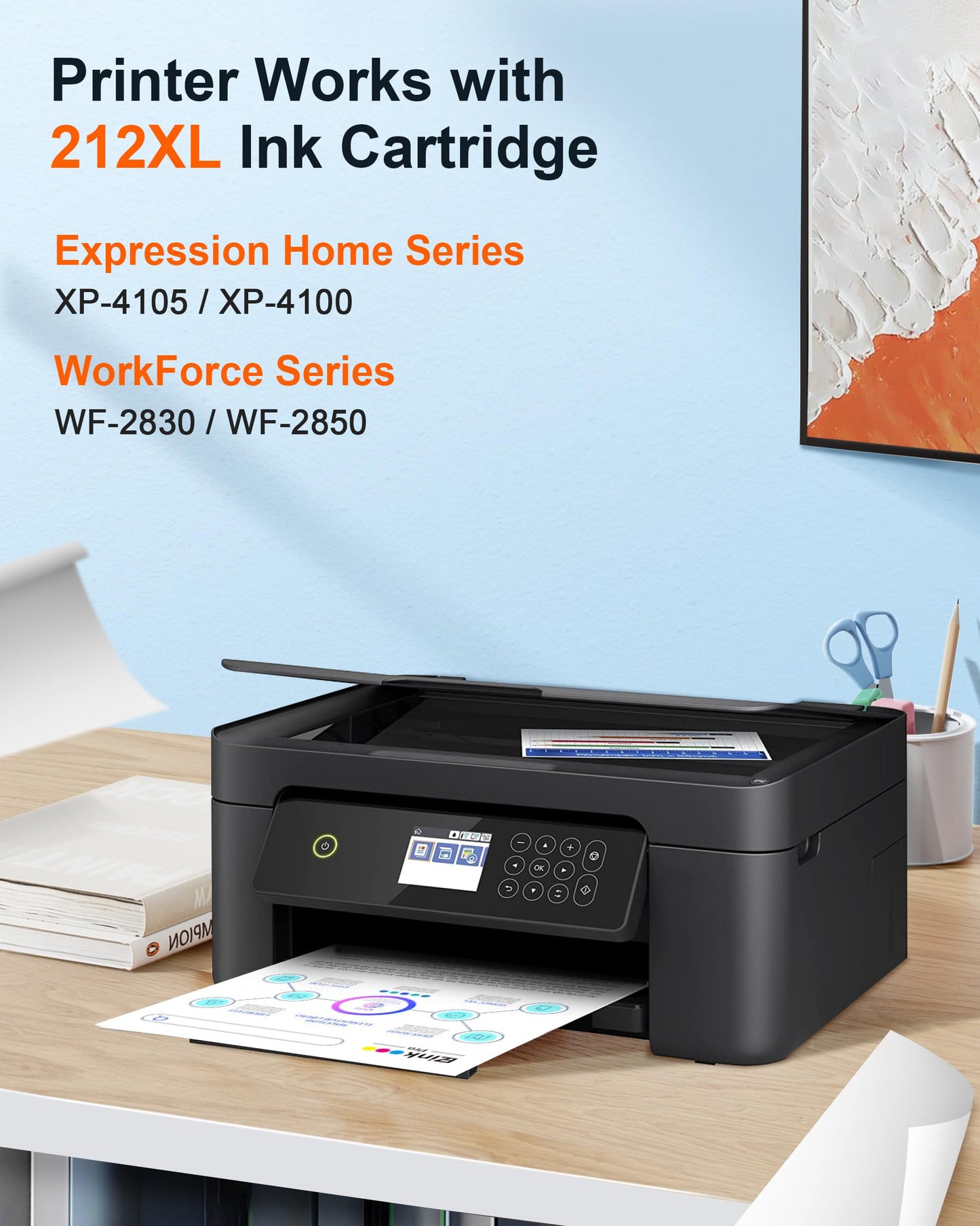 E-Z Ink Pro Remanufactured Ink Cartridge Replacement for 212XL Ink Cartridges Combo Pack for Expression Home XP-4100 XP-4105 Workforce WF-2830 WF-2850