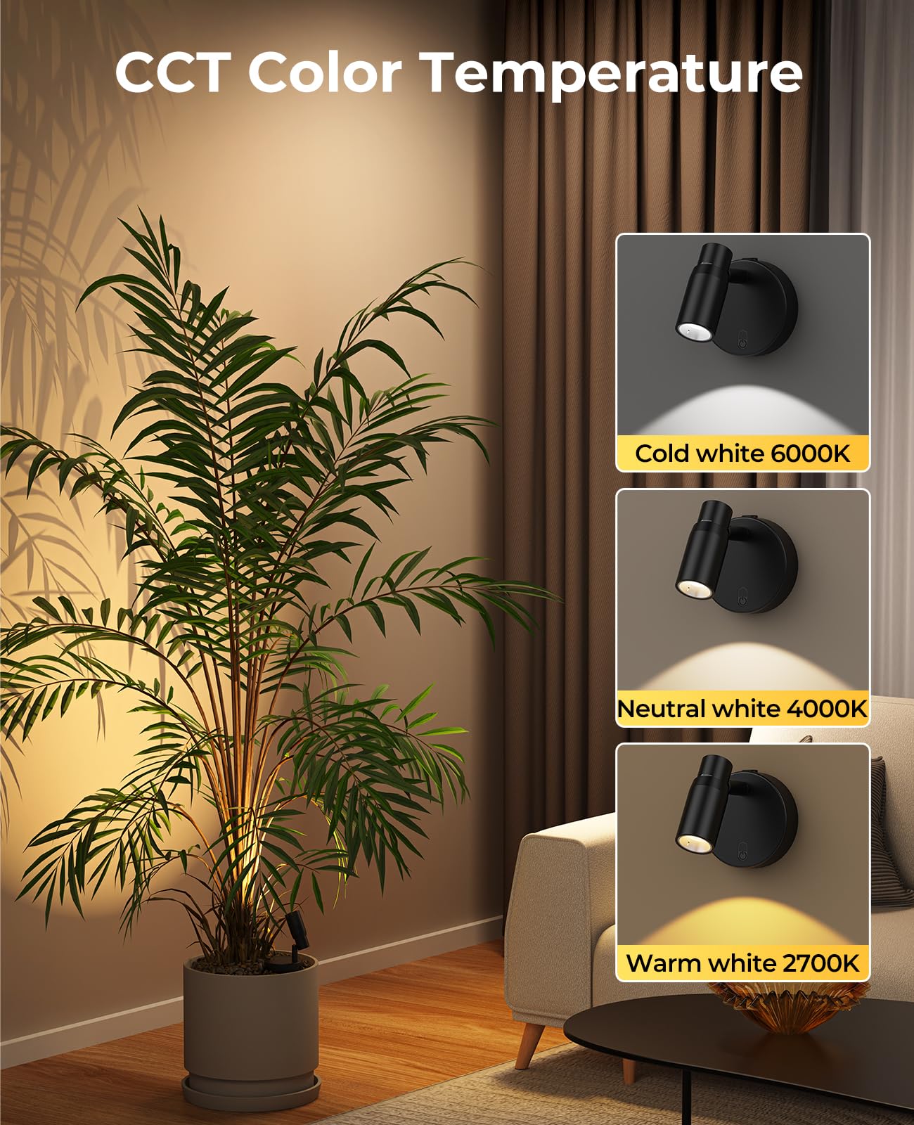 PESUTEN Zoomable Spot Lights Indoor, Rechargeable Picture Light with Remote, Dimmable CCT Spotlight for Wall Art, 6000mAh Uplights with Timer