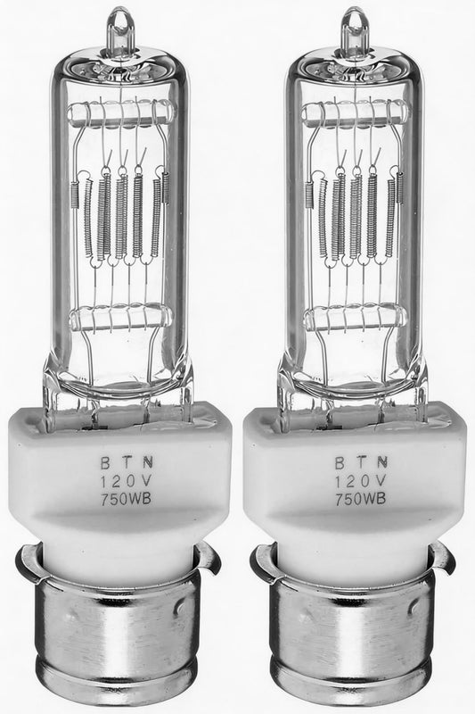 Tawelun 2PCS BTN 750W 120V P28s Lamp T7 Bulb BTN Lamp Pre-Focus Based Stage and Studio Replacement for Fresnel Bulb,Clear