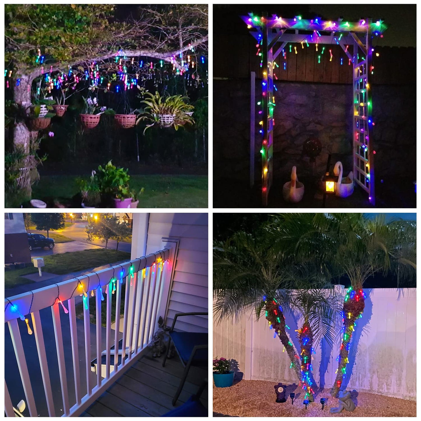 JMEXSUSS 2 Pack Solar String Lights Outdoor Waterproof, Total 41.6FT 60 LED Teardrop Water Drop Solar Lights, Multi Colored Christmas Lights