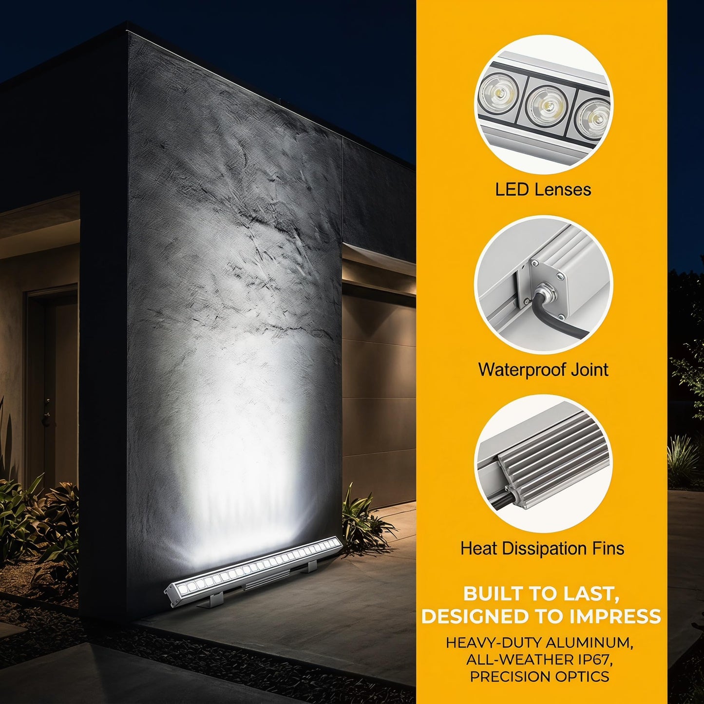 nanzgecc 72W Outdoor Led Wall Washer Lights Bar, 40 Inches 5000K Daylight White Aluminium Wall Washer Light, 120V Waterproof IP67 Outdoor LED Light