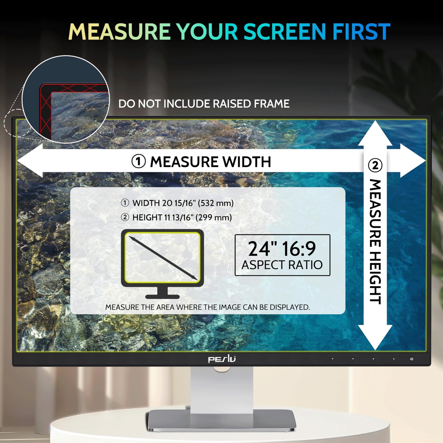 Peslv [2-Pack] 24 Inch Privacy Screen for Computer Monitor 16:9 Aspect Ratio, Eye Protection Anti Blue Light Glare Shield, 24inch Removable Black