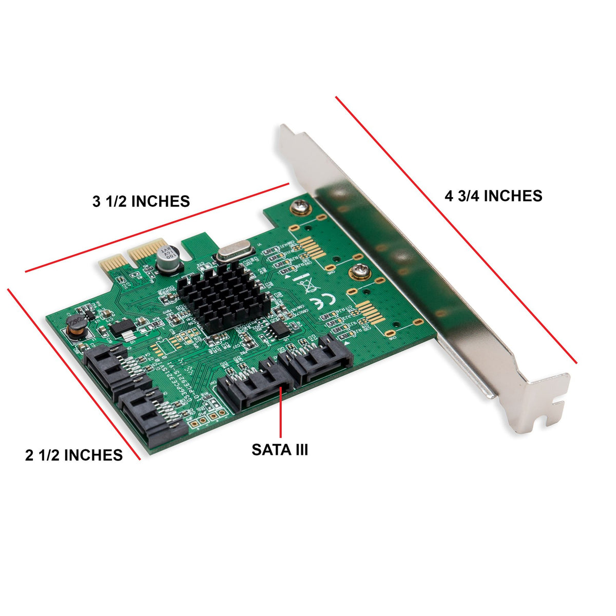 4 Port SATA III Expansion Card with Low Profile Bracket - 6Gbps SATA 3.0 Controller PCI Express x1 Marvell 9215 for Windows 11/10/8/7/XP/Vista/Linux