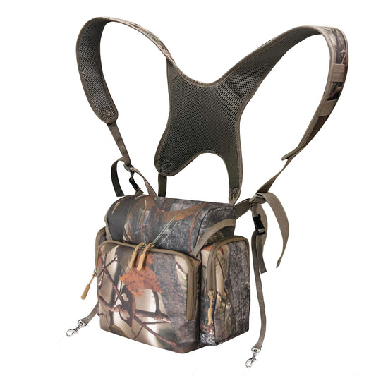 MDSTOP Binocular Harness Chest Pack, Bino Case with Rangefinder Pouch & Rain Cover, Bino Straps Secure Your Binoculars, Binocular Pack for Bird