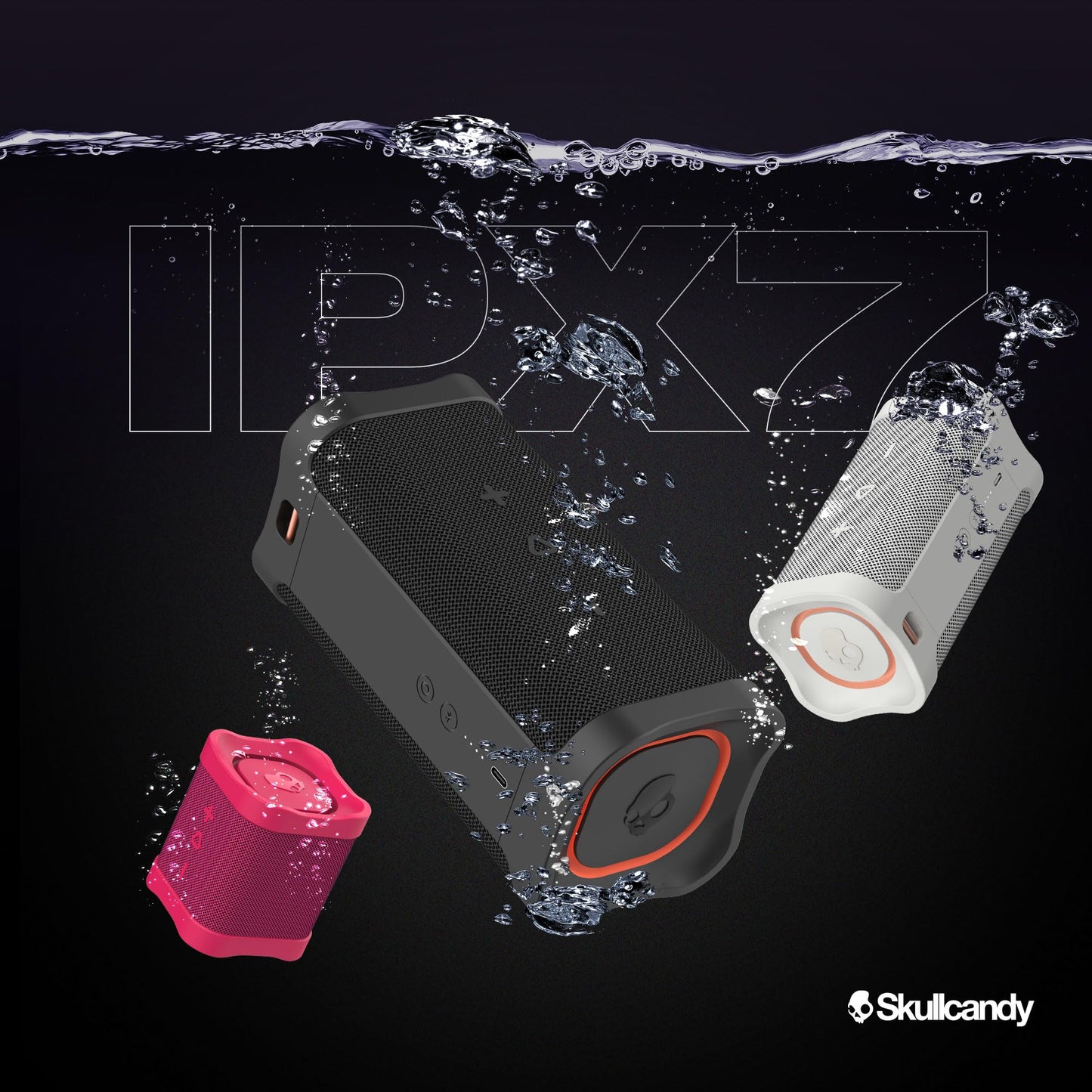 Skullcandy Terrain Mini Wireless Bluetooth Speaker - IPX7 Waterproof Portable Speaker with Dual Custom Passive Radiators, 14 Hour Battery, Nylon Wrist