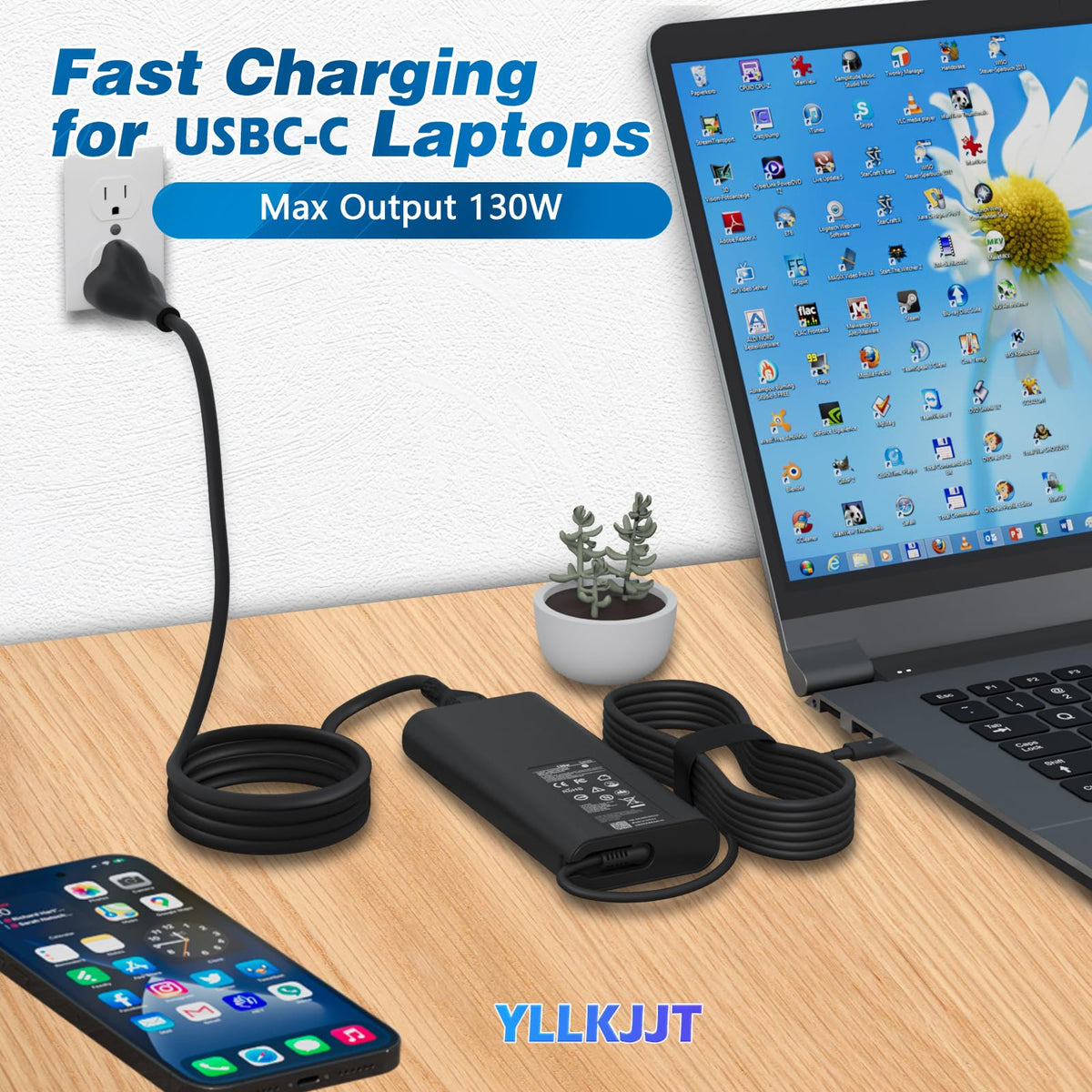 130W USB C Laptop Charger fits for Dell Precision/XPS 15 17/ Pro Max 14 16