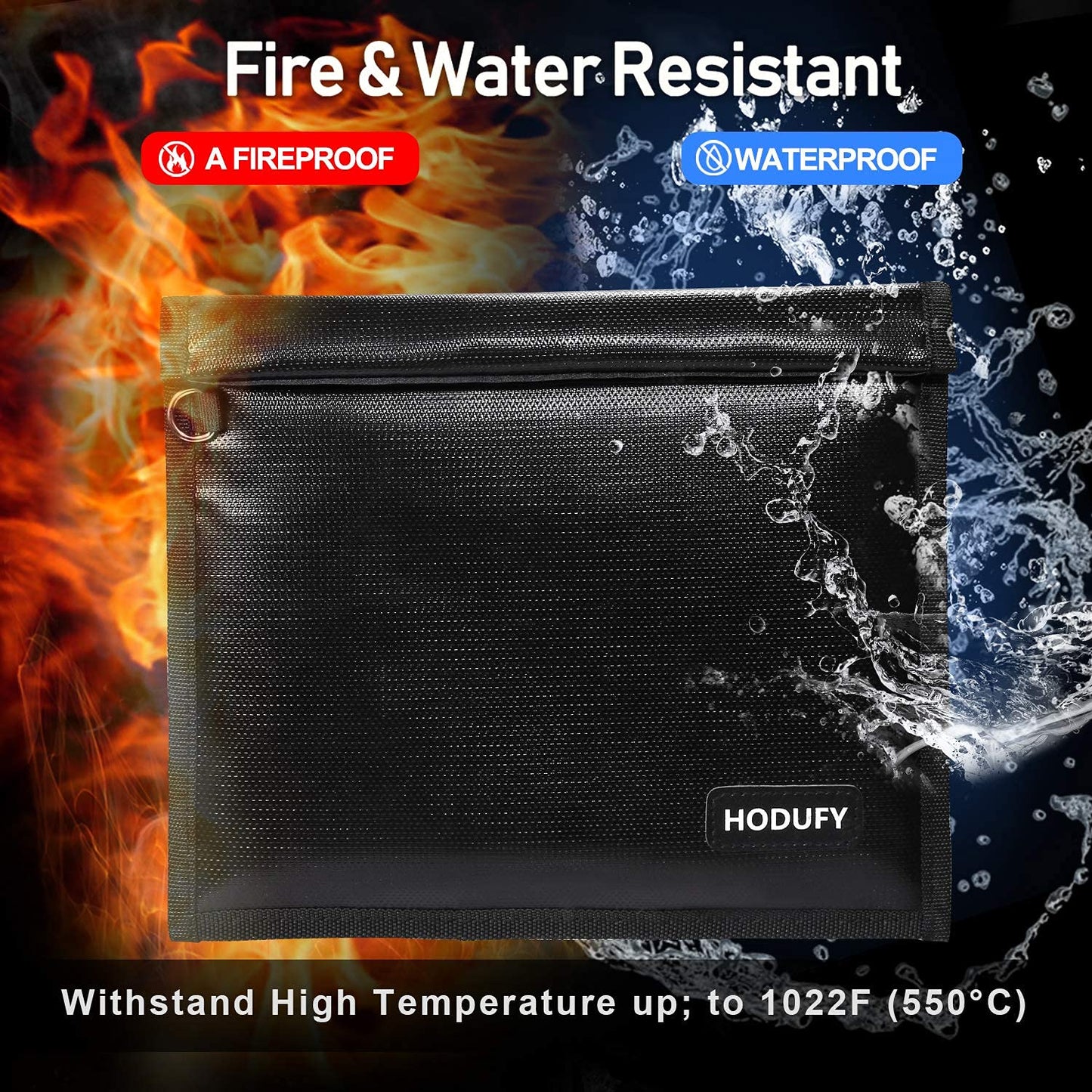 Hodufy Faraday Bags 9.8 x 11 Inches, Fireproof & Waterproof Faraday Cage, Faraday Key Fob Protector, Cell Phone Signal Jammer, Car RFID Signal