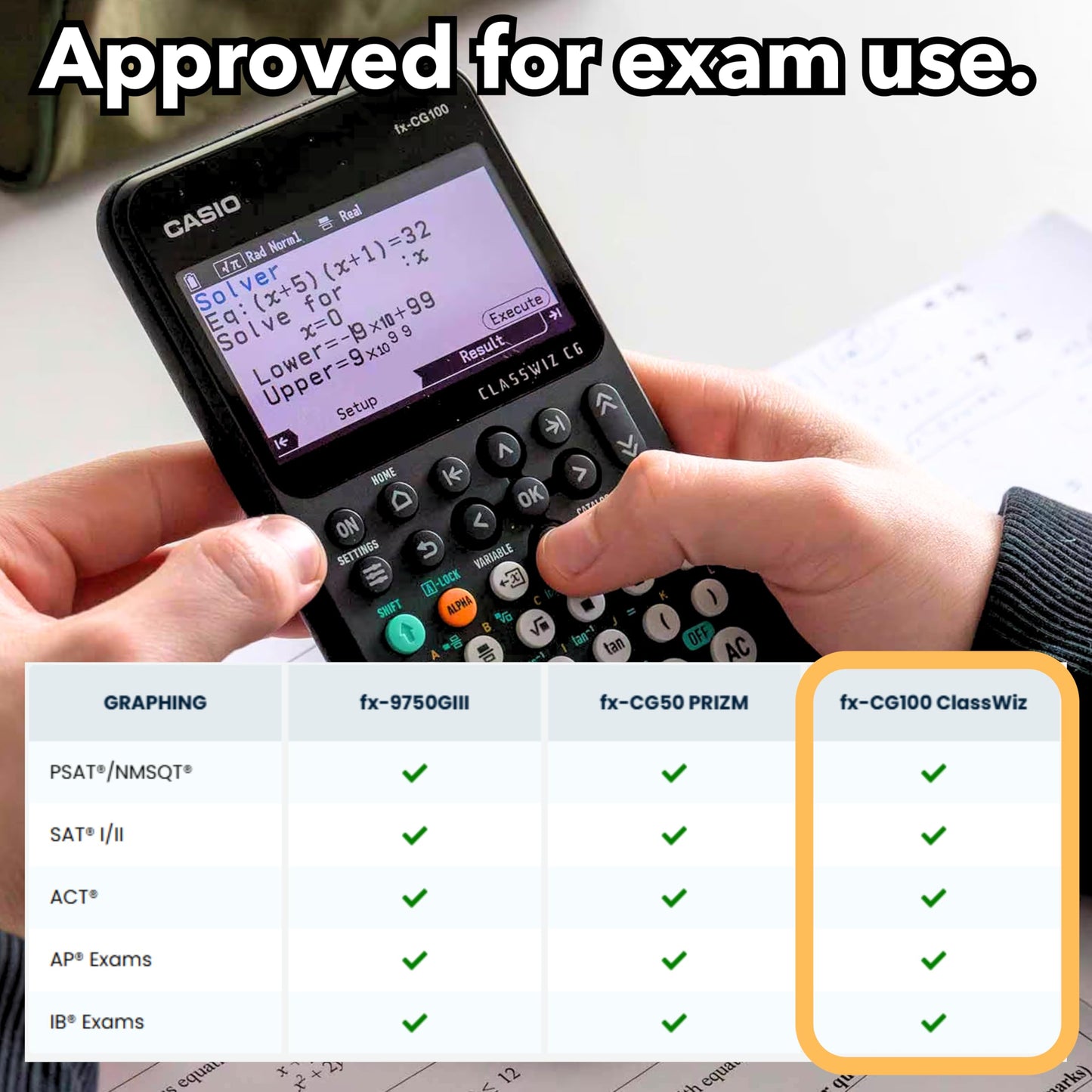 Casio fx-CG100 ClassWiz® Color Graphing Calculator with 3D Graph & Python | Large High-Res Display, Basic & Advanced Functions | Ideal for Exams