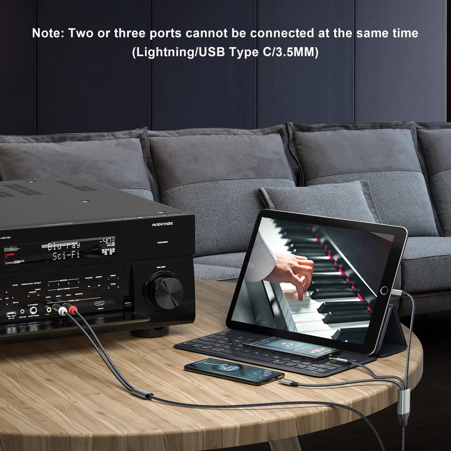 Lightning to RCA Cable Audio Aux Adapter,RCA to 3.5mm Cable?USB C to 2 RCA Audio Cable? (3 in 1 Audio Cable) for Power Amplifier, Car, Home Theater