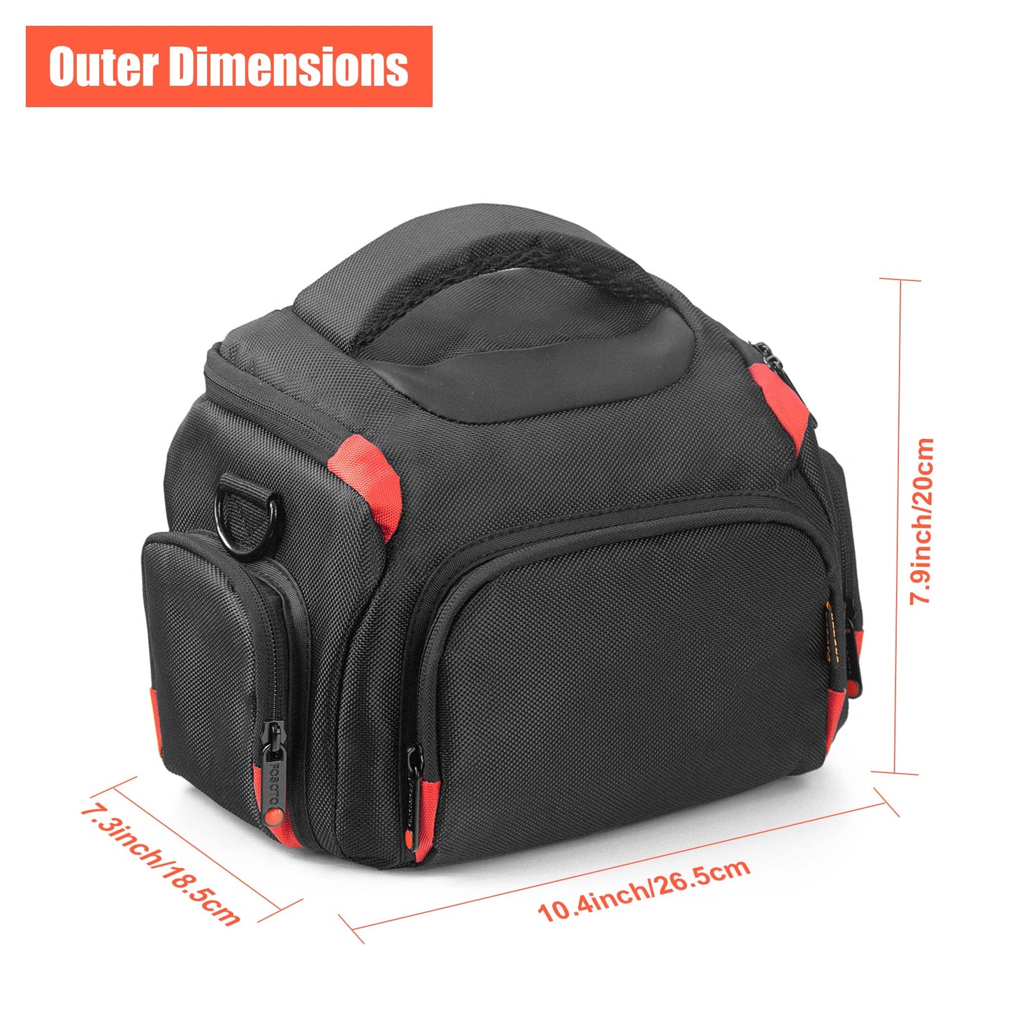 FOSOTO Camera Shoulder Bag Case Compatible for Nikon D3000 D3200 D3300 D5100 D5300 D7500 D500 D610 Canon 2000D T8i SL2 T7i DSLR Cameras