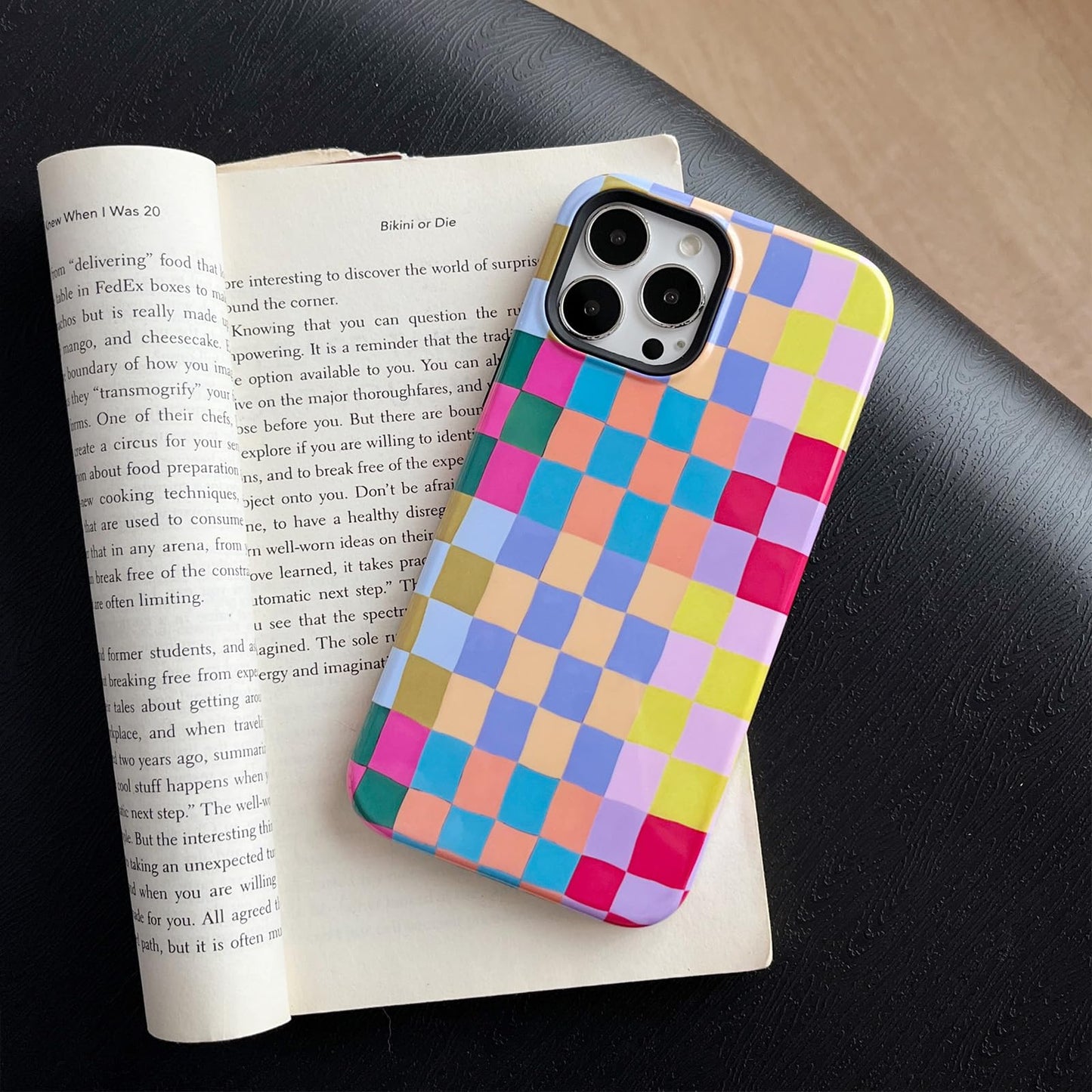 branple Compatible with iPhone 14 Plus Case,Cute Simple Colorful Checkered Case with Shockproof Slim Soft TPU and Hard PC Protective Covers