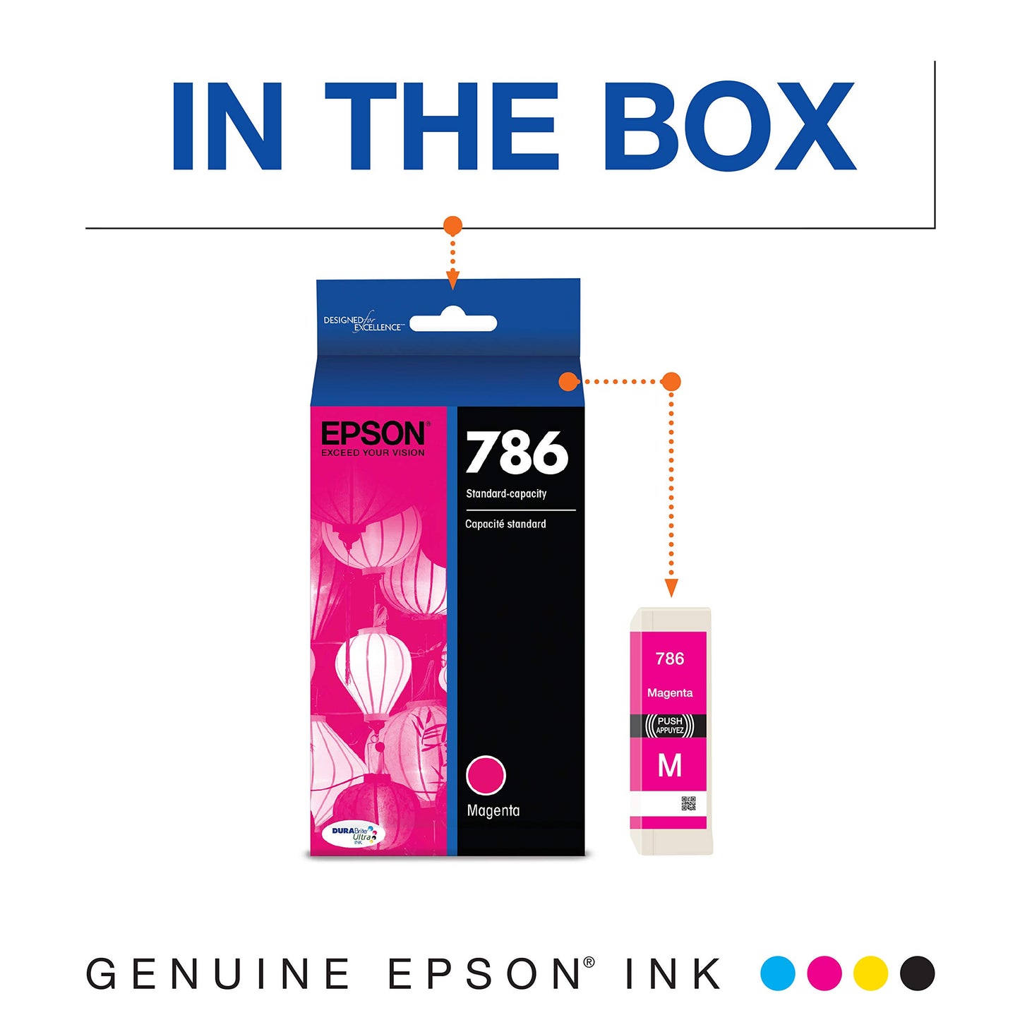EPSON 786 DURABrite Ultra Ink Standard Capacity Magenta Cartridge (T786320) Works with WorkForce WF-5110, 5190, 5620, 5690