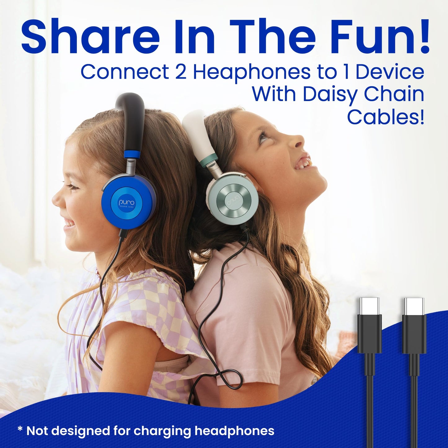Puro Sound Labs JuniorJam Plus Volume-Limiting Wireless Bluetooth Headphones for Kids, Secure Audio with Adjustable On-Ear Design, 22-Hour Battery