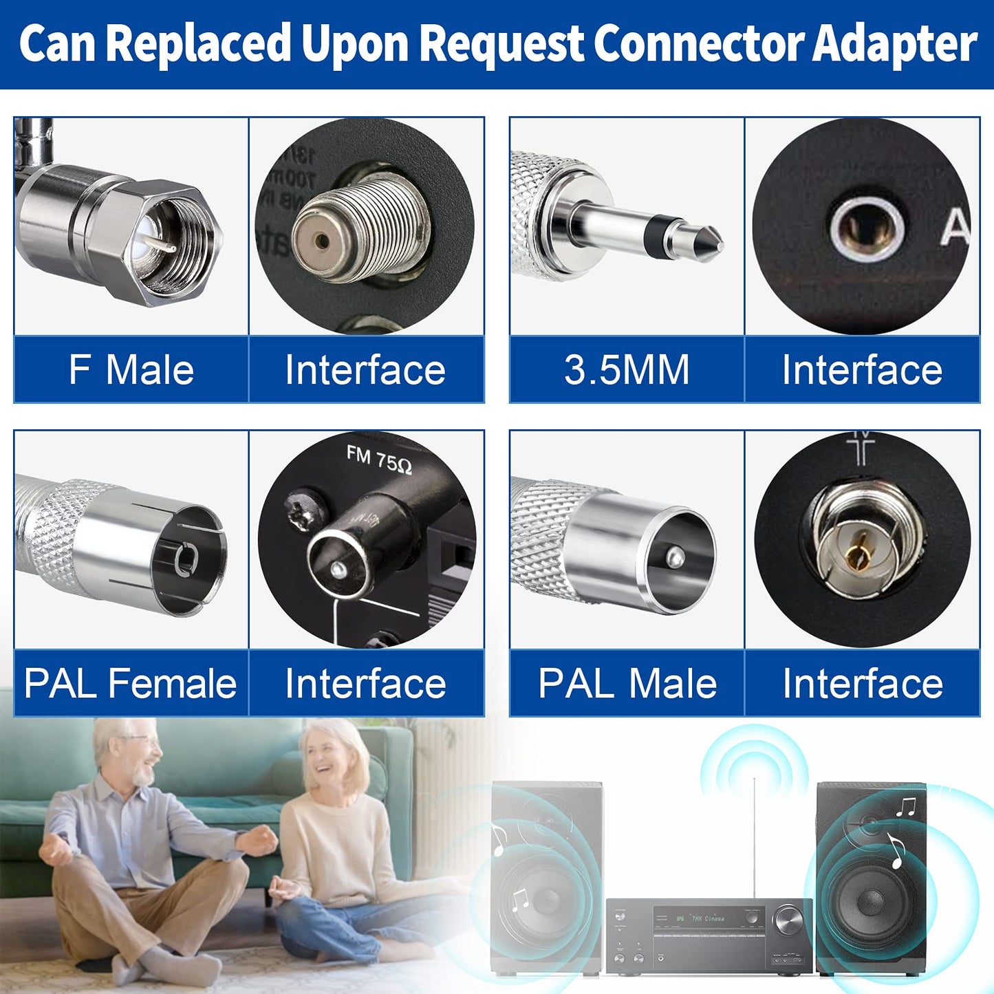 Bingfu 75 Ohm FM Antenna FM Antenna and AM Antenna for Pioneer Onkyo Yamaha Marantz Indoor HD Radio FM Radio Bluetooth Home Stereo Receiver AV Audio