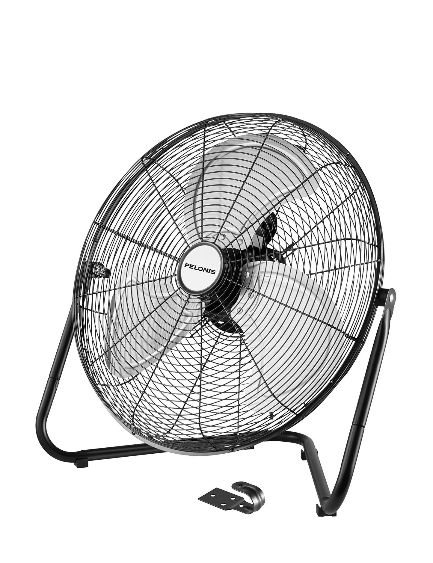 Pelonis Fan 20 Inch Floor Fan | Heavy Duty All Metal High Velocity Floor Fan with 3-Speeds| Adjustable Tilting Head | Quickmount Bracket for Home
