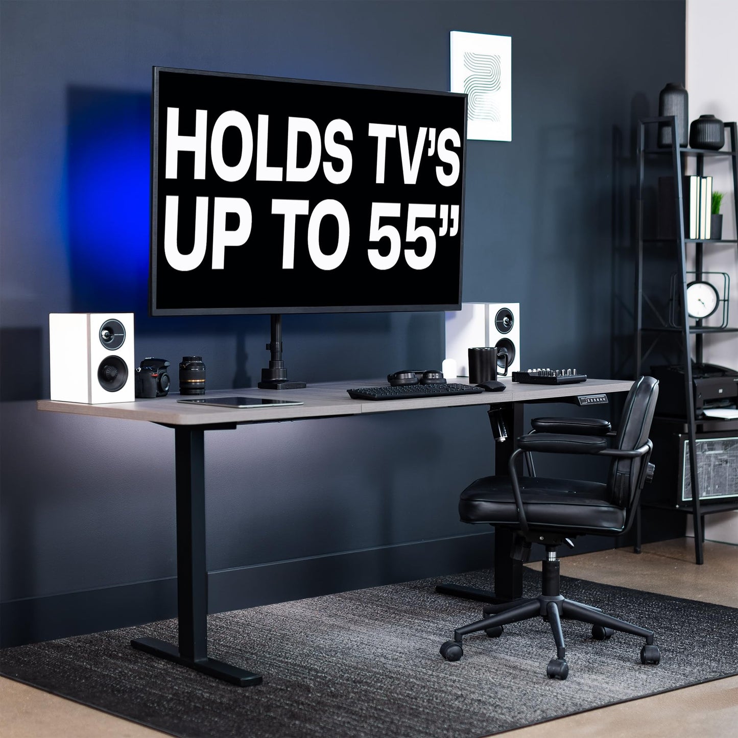 VIVO Ultra Wide Monitor and TV Desk Mount for up to 55 inch Screens, Single Television Stand with Articulating Arm, Holds up to 44 lbs, Max VESA