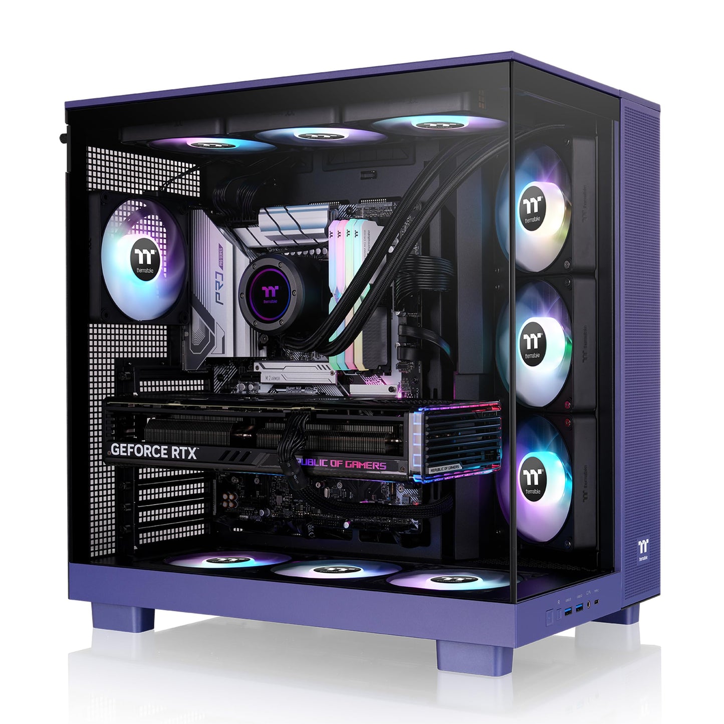 Thermaltake View 380 XL TG ARGB; 4x120mm ARGB Lite Fans Included; 360mm Radiator Support; 420mm GPU Clearance; Hidden Connector Support; Dual Chamber;