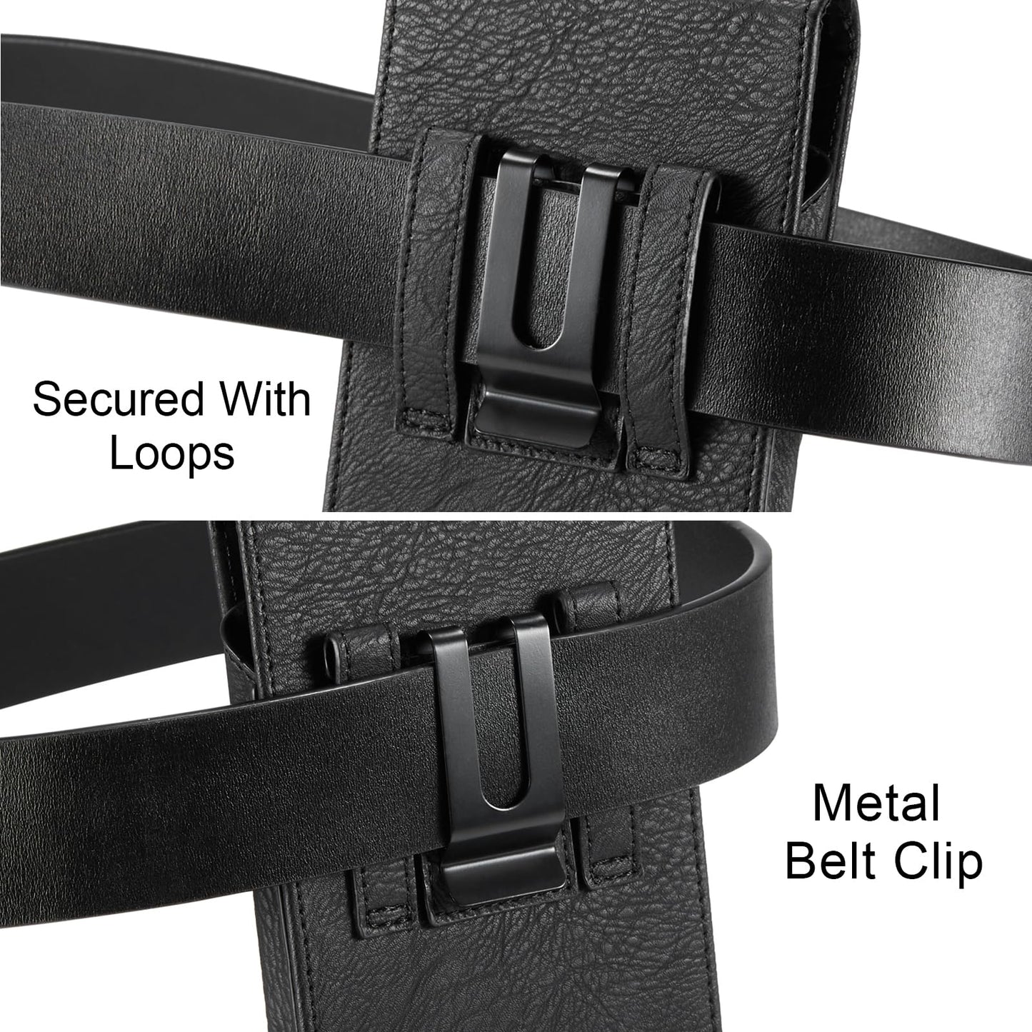 Phone Holster with Belt Clip for iPhone 17/16/15/14/13/12 Pro Max & Plus, Galaxy S25/S24/S23/S22 Ultra & Plus, Premium Leather Pouch with Card Holder