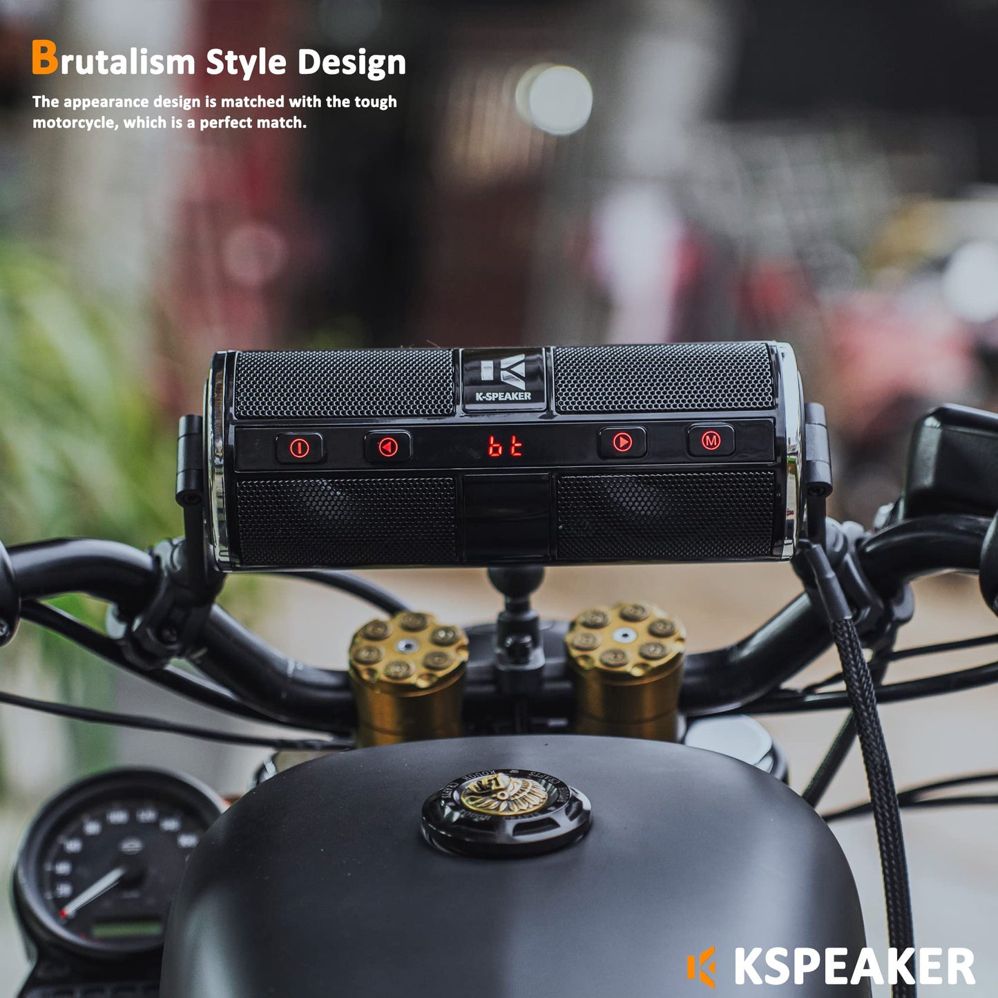KSPEAKER Motorcycle Speakers Bluetooth Waterproof Radio Audio System Built-in Amplifier, 3 Inch Metal Mp3 Player, Great for ATV, Scooter Bike,12 Volt