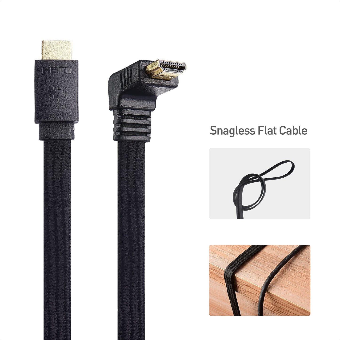 Cable Matters 90-Degree Flat 48Gbps Ultra HD 8K HDMI Cable 10 ft with 8K @60Hz, 4K @120Hz and HDR Support for PS5, Xbox Series X/S, RTX3080 / 3090, RX