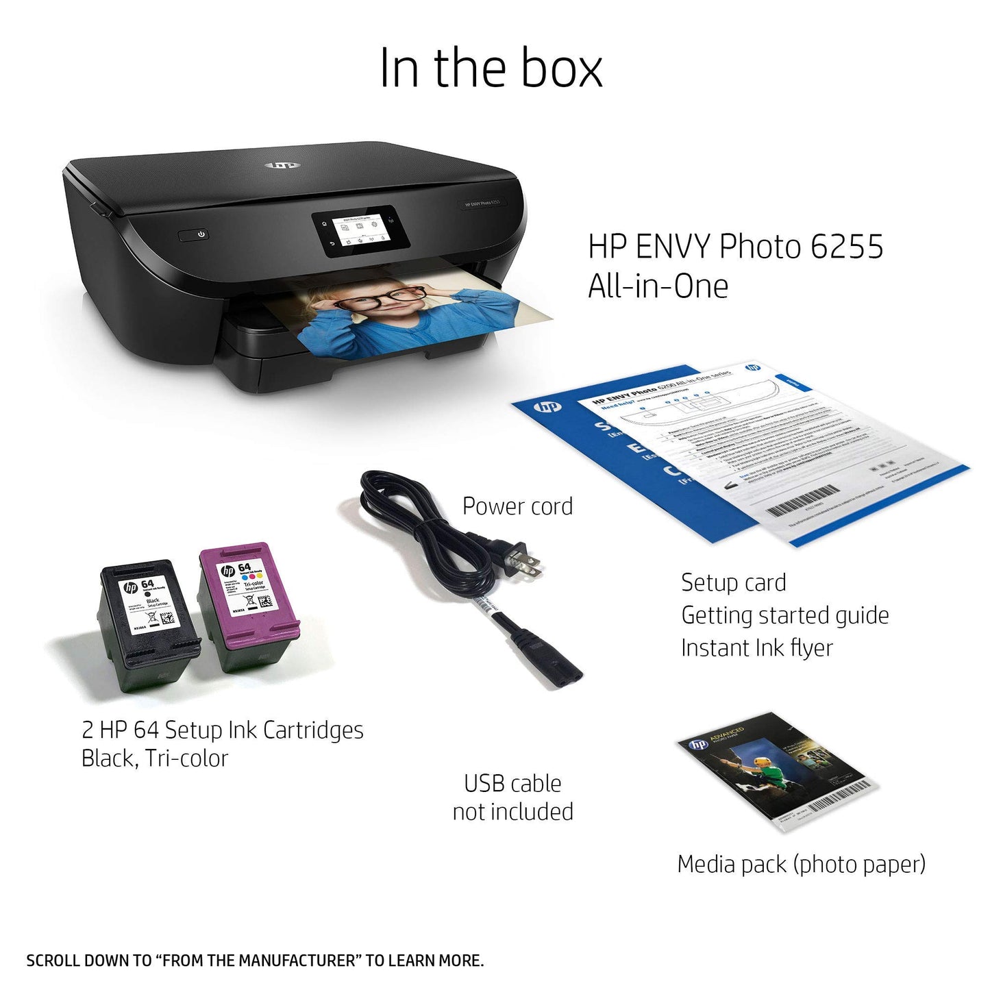HP Envy Photo 6255 All in One Photo Printer with Wireless Printing, Instant Ink Ready (K7G18A) (Renewed)