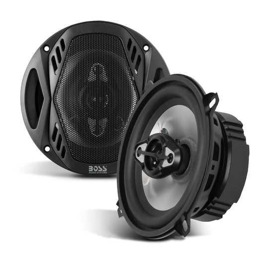 BOSS Audio Systems NX524 Onyx Series 5.25 Inch Car Door Speakers - 300 Watts (per Pair), Coaxial, 4 Way, Full Range, 4 Ohms, Sold in Pairs, Bocinas para Carro