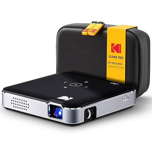 Kodak Luma 150 Wireless Mini Pico Projector Black - DLP, Supports 1080p, Built-in Speaker & Rechargeable Battery, HDMI/USB/microSD, Travel Case