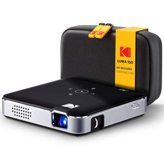 Kodak Luma 150 Wireless Mini Pico Projector Black - DLP, Supports 1080p, Built-in Speaker & Rechargeable Battery, HDMI/USB/microSD, Travel Case