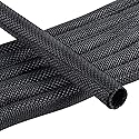 SUNNAREPOON Braided Split Wire Loom Wire Insulation Sleeving Cable Tubing Wrap Harness Hose Protect and Organized (Black, 1/4''(5mm) - 8feet)