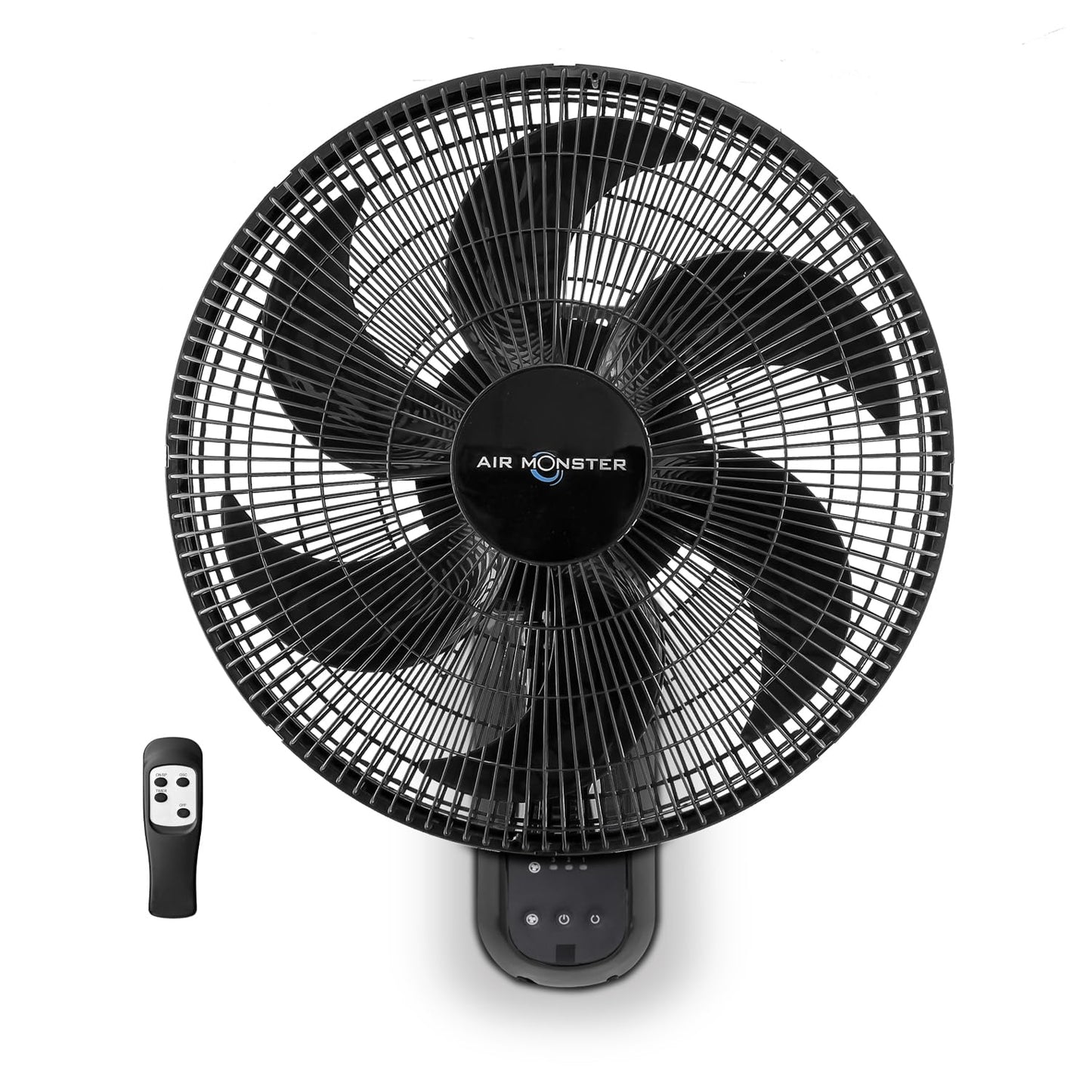 Air Monster 16 Inch Wall Mount Garage Fan, Black Color, Remote Control