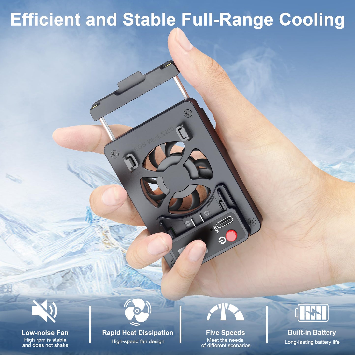 KOCACKOO Camera Cooling Fan/ 5-Speed Adjustable External Cooling System,With Spring Mount,Built-in Battery & Expandable NP-FZ100 Battery Port,Digital