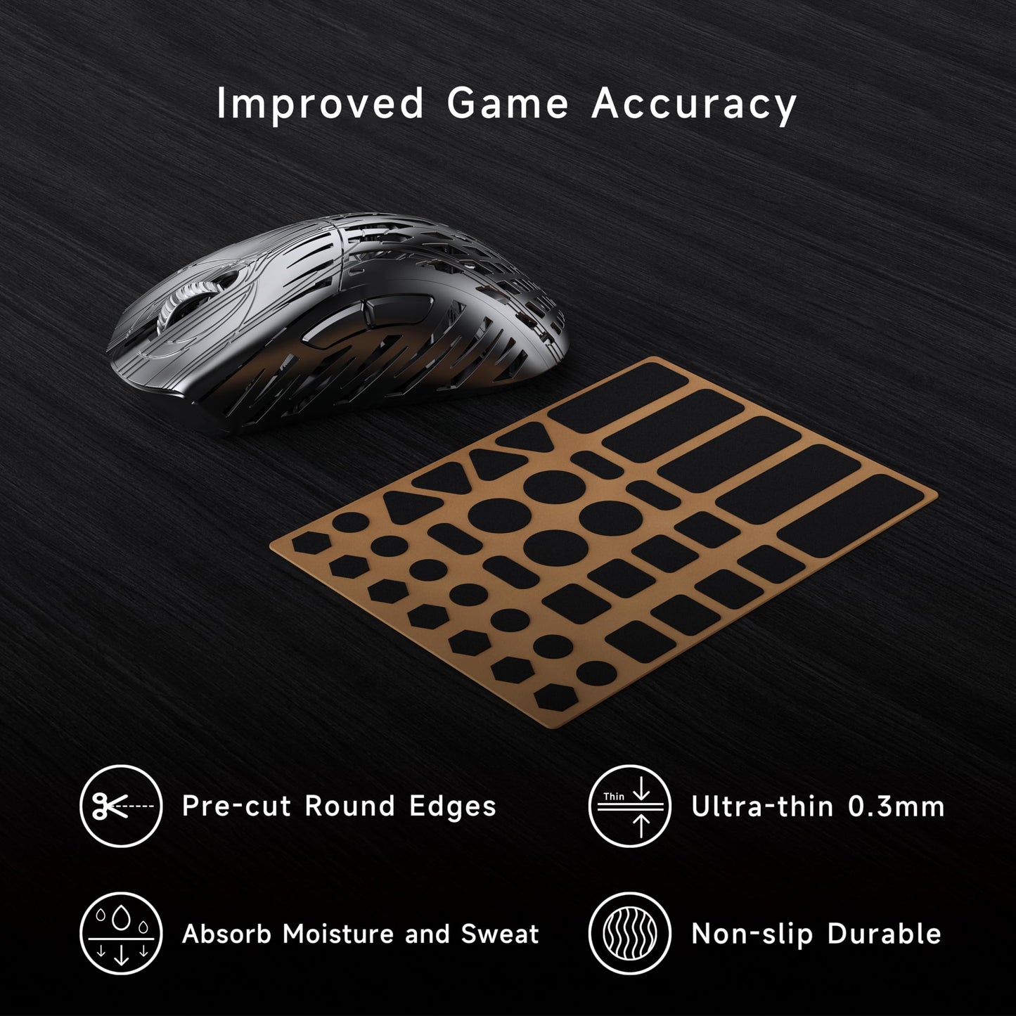 Pwnage Ultra Grip Pre-Cut Anti-Slip Grip Tape - Universal Phone Keyboard & Mouse Grip Enhancer, 0.5mm Ultra-Thin, Sweat-Absorbing, Pre-Laminated