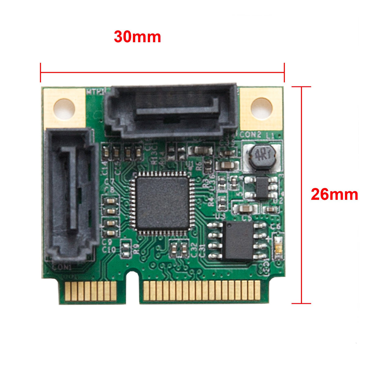 Mini PCIe to SATA III 2 Ports Raid Adapter Card ASMedia 1061R for Ipfs Mining and Adding SATA 3.0 Devices