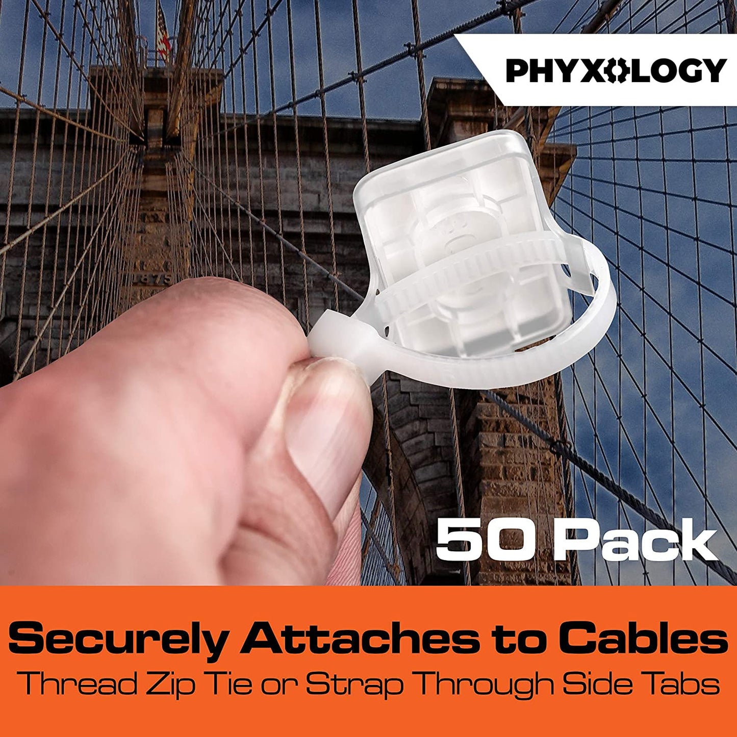 Heavy Duty, Strong 10-Inch Zip Ties and Reusable Label Boxes 50 Pk. Box Attaches to Sturdy Cord Bundler for Desk, PC and Desktop Cable Management.