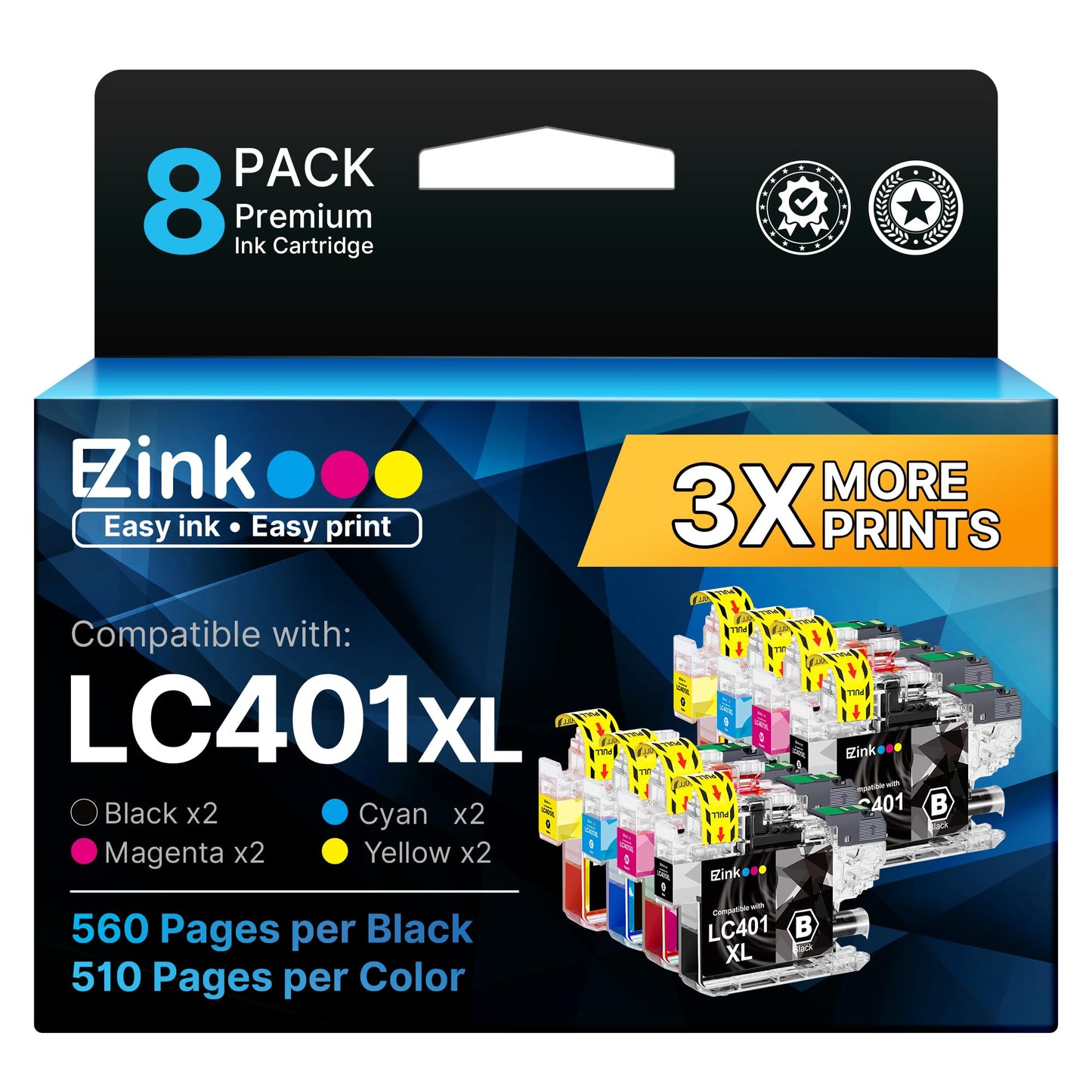 E-Z Ink Compatible Replacement for Brother Ink Cartridges LC401 LC401XL