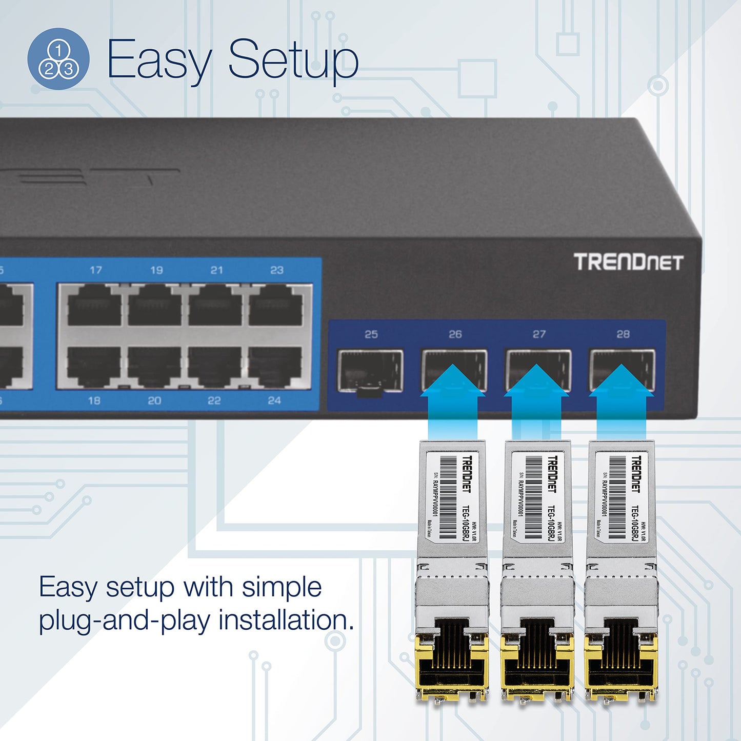 TRENDnet 10G RJ-45 Copper SFP+ Module, Convert A Standard SFP+ Slot Into A RJ-45 Multi-Gigabit Port, Connect Devices Up to 30m (98ft), Hot-Pluggable