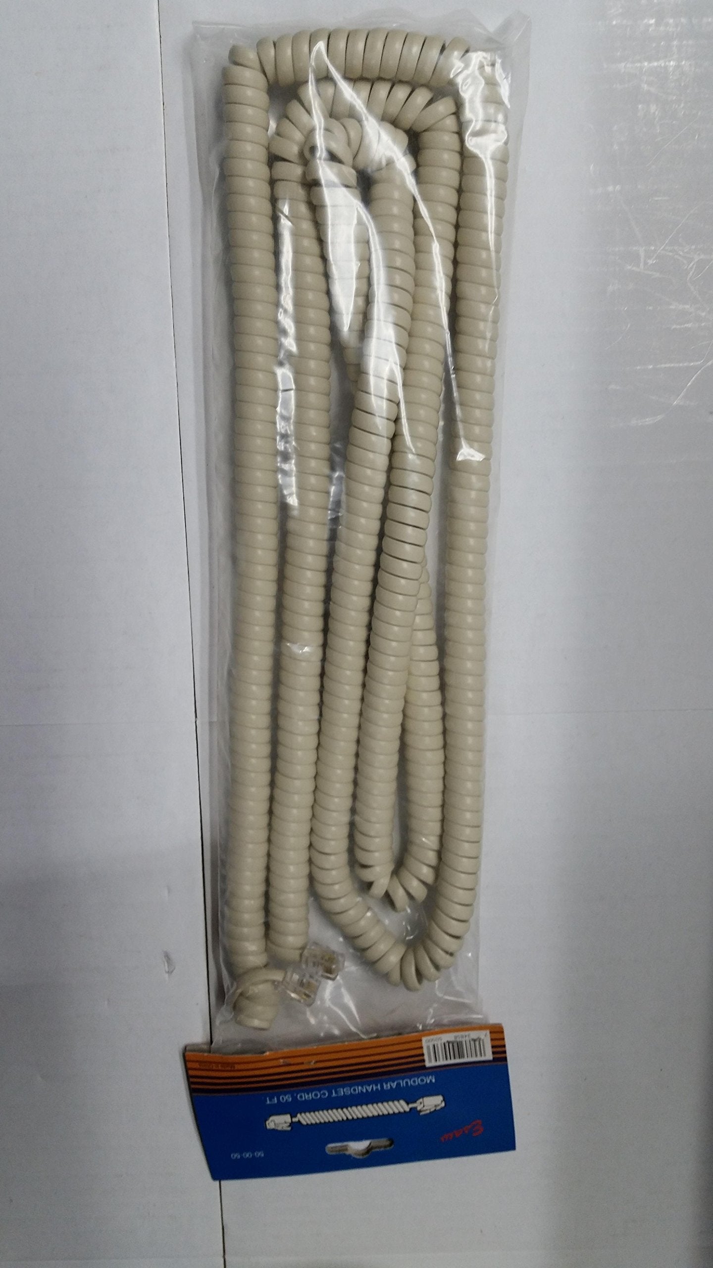 ESAW 50' Foot Modular Telephone Coiled Handset Cord Ivory Replacement