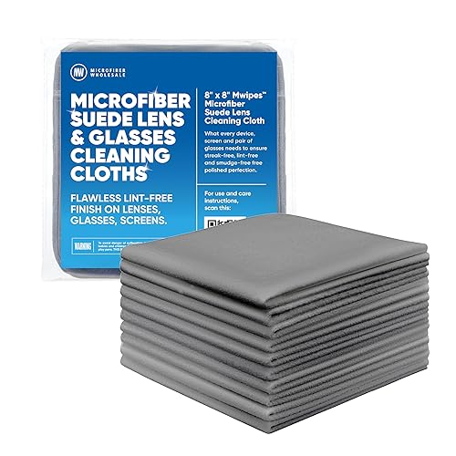Premium Lens Screen Cleaning Cloth by Microfiber Wholesale | Gray | 8”x8” | 10pk | Soft Microfiber Suede | Compact Size Reusable | No Lint