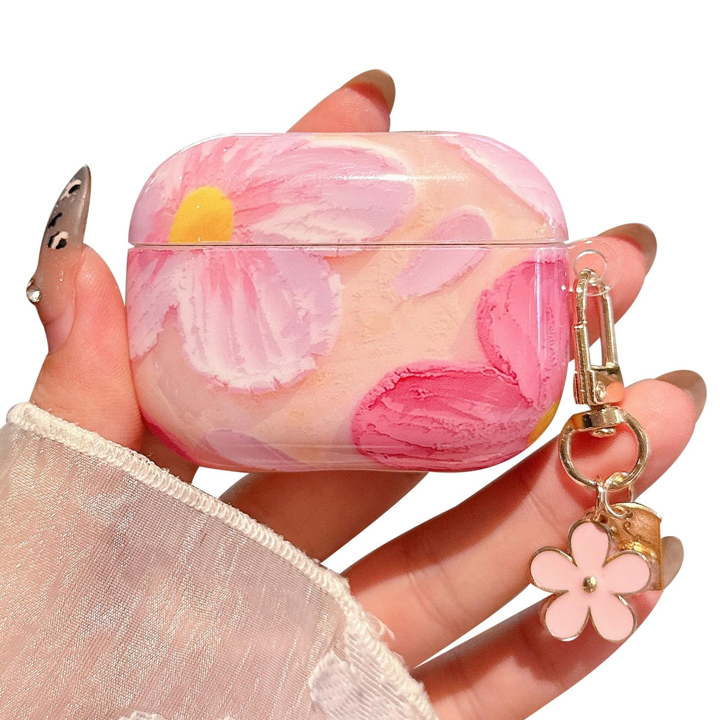 PHOEACC for AirPod Pro 3 Case 2025 Cute Aesthetic Flower for Women Girls Soft TPU Protective Cover with Keychain Compatible for AirPods Pro 3rd
